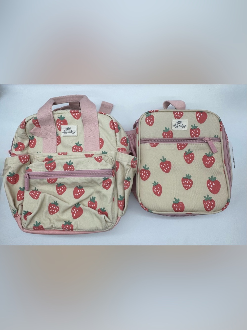 NWOT Itzy Ritzy Strawberry Mini Backpack and Matching Lunch Bag Set